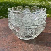 lot of 3 small pressed glass bowls with frosted tulip decoration