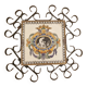 Hand painted gien tile on wrought iron trivet