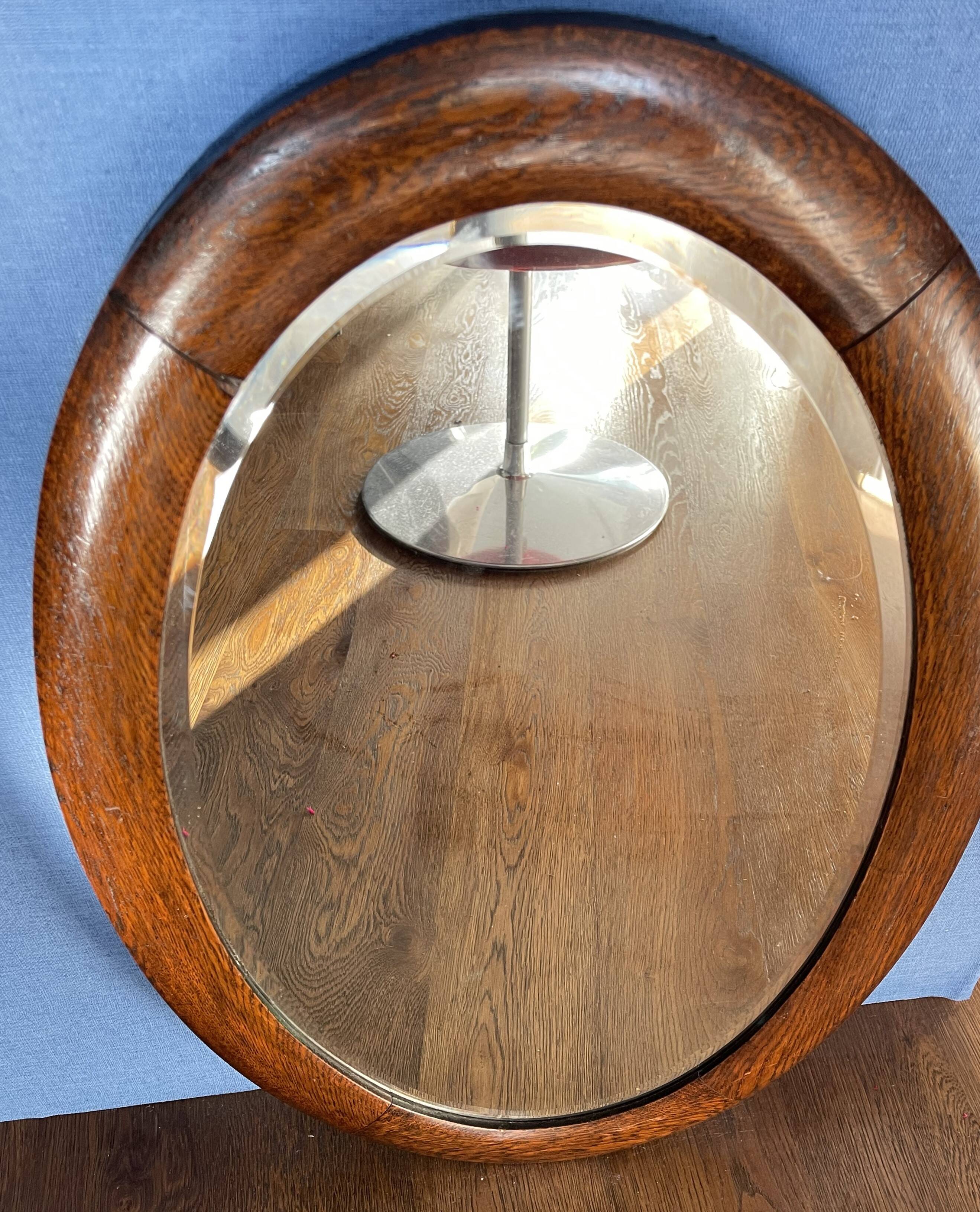 Art Deco beveled walnut mirror
