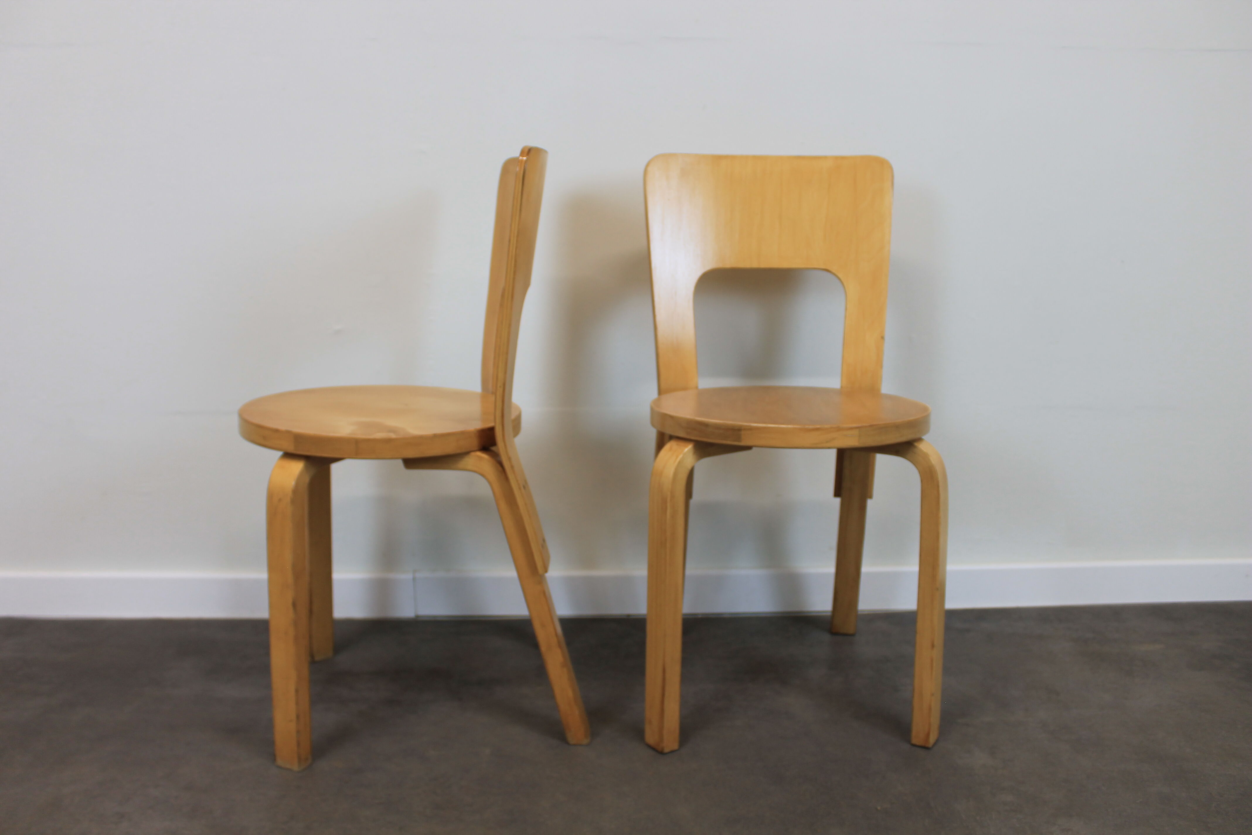 Pair of S66 Alvar Aalto chairs for Artek