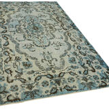Hand-knotted carved oriental 1970s 172 cm x 270 cm blue carpet