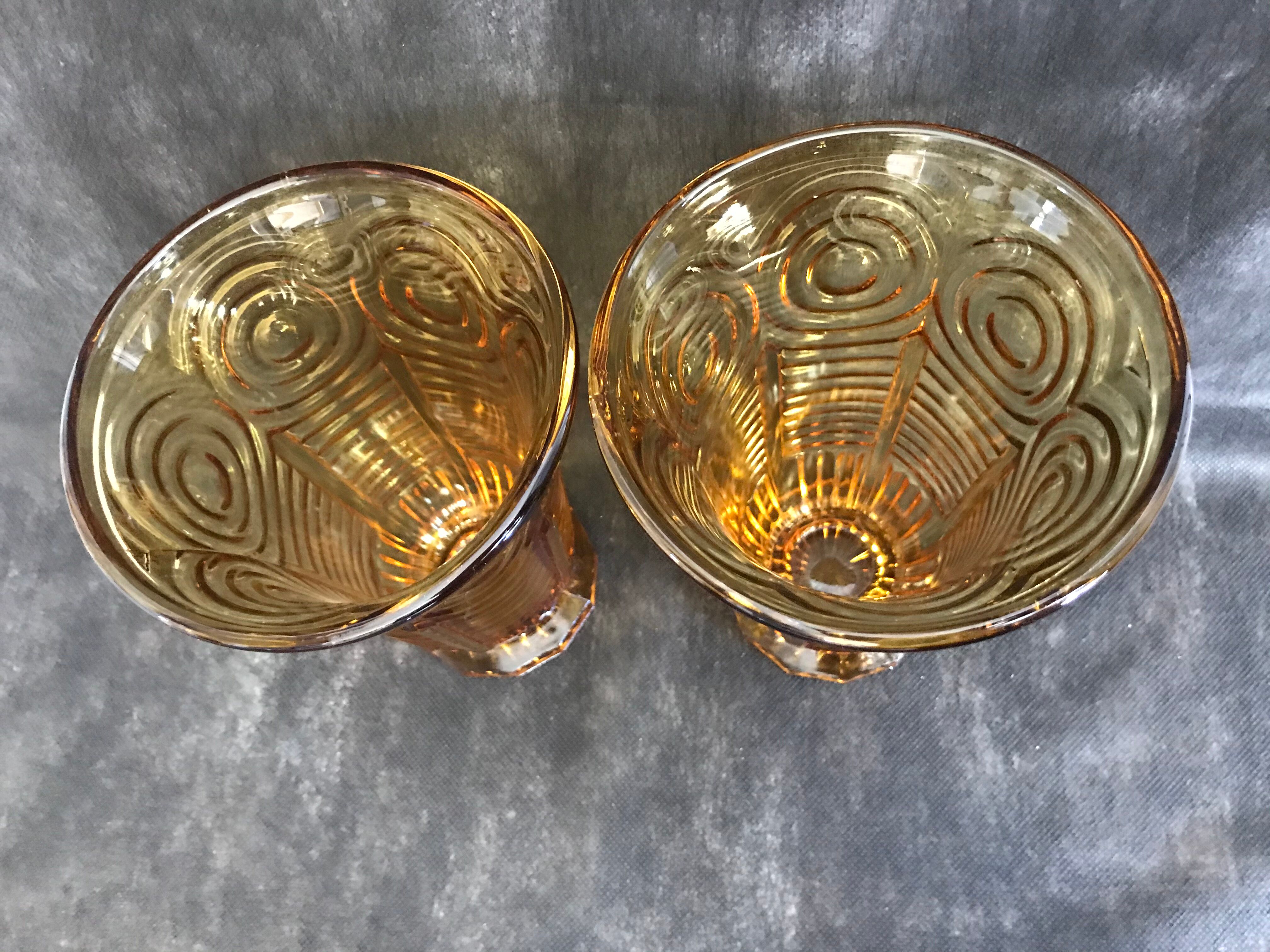 2 moulded pressed glass vases