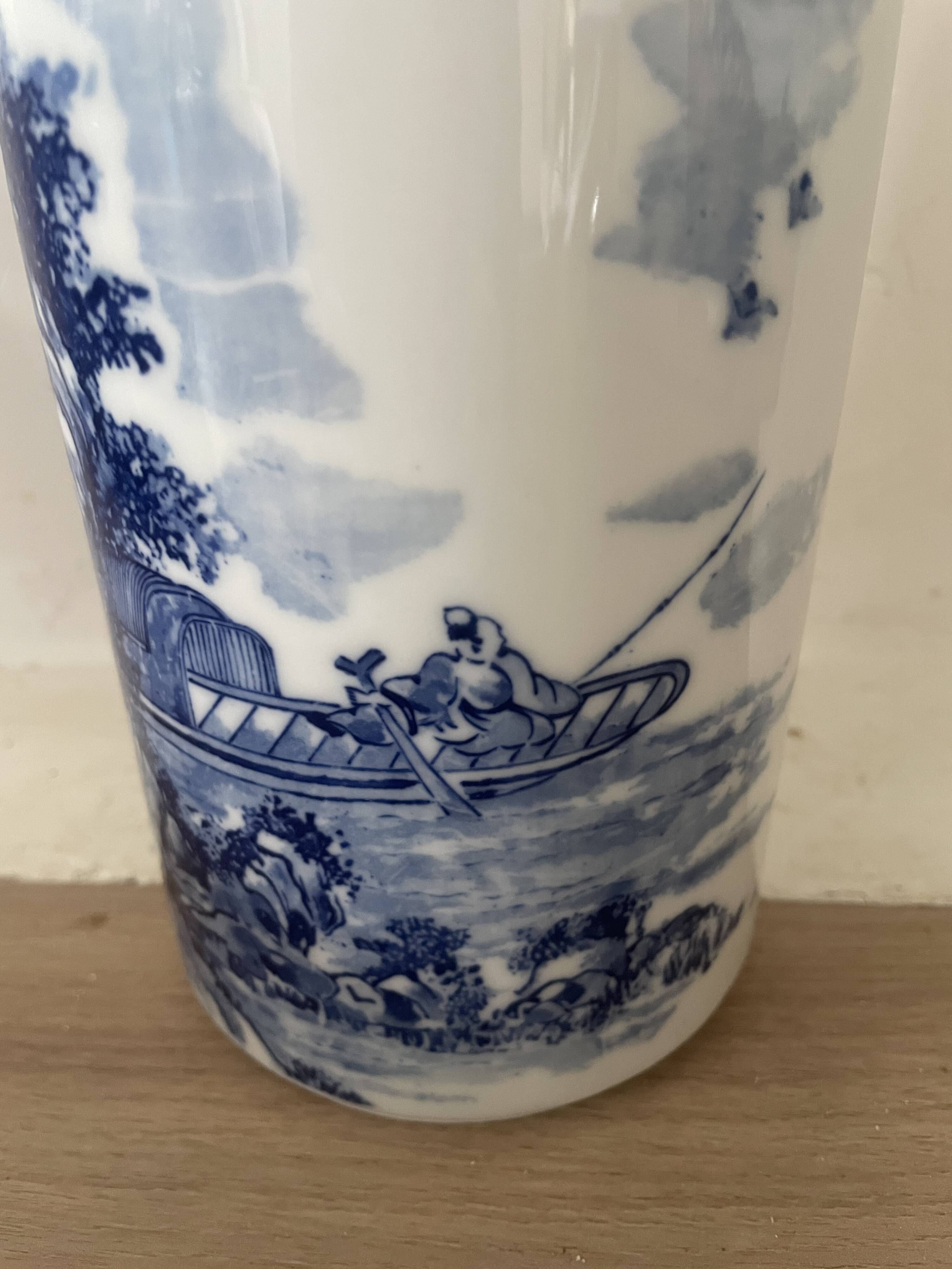 Vintage Japanese ceramic cylinder vase