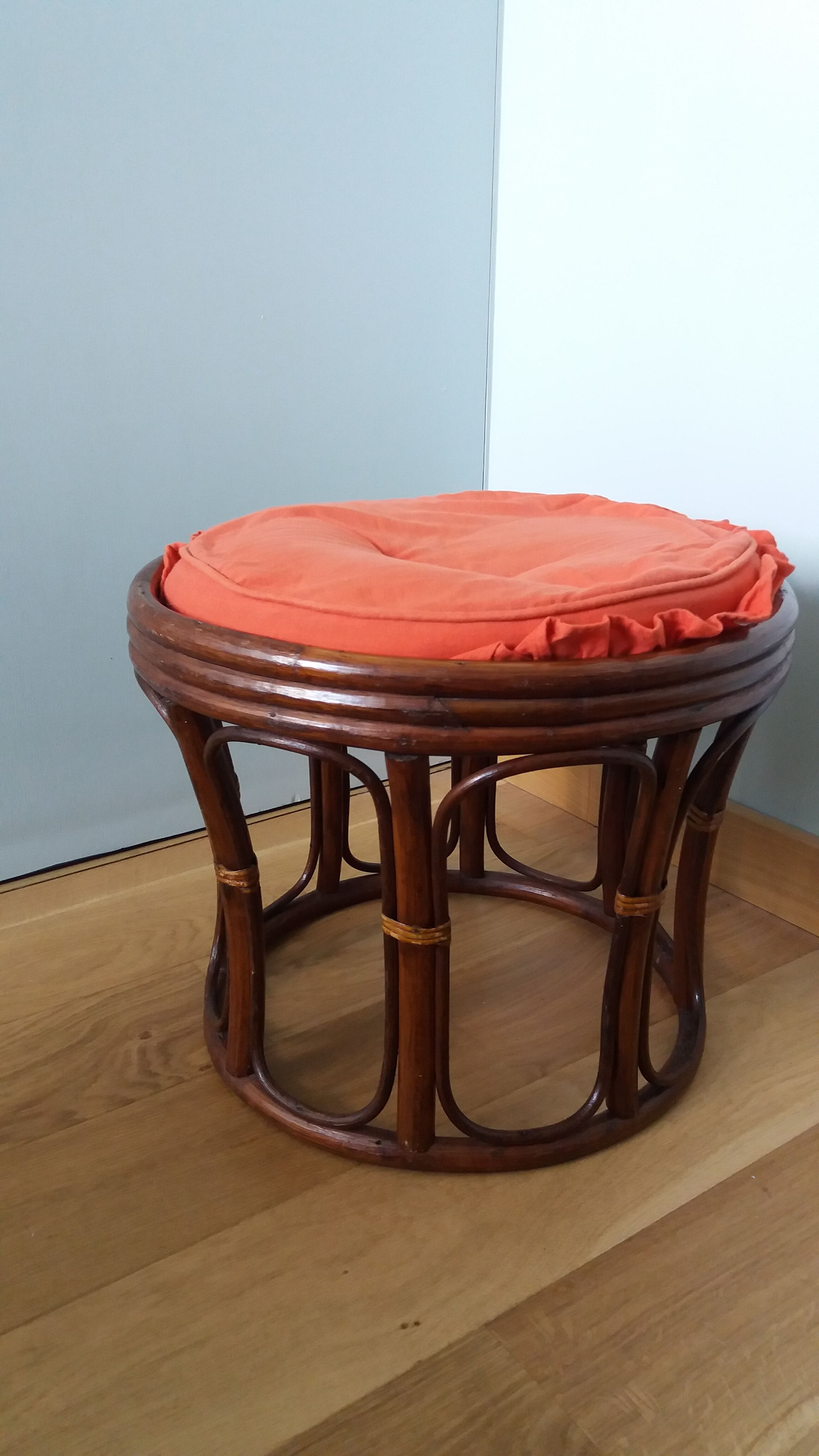 Rattan wicker pouffe stool