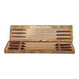 Set of 6 vintage skewers in stainless steel and wood in their box