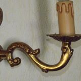 Pair of double wall sconces in bronze in traditional mid-century French style 5163