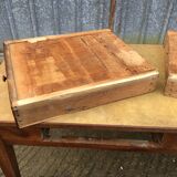 Antique solid cherry farmhouse table with 2 front drawers.
