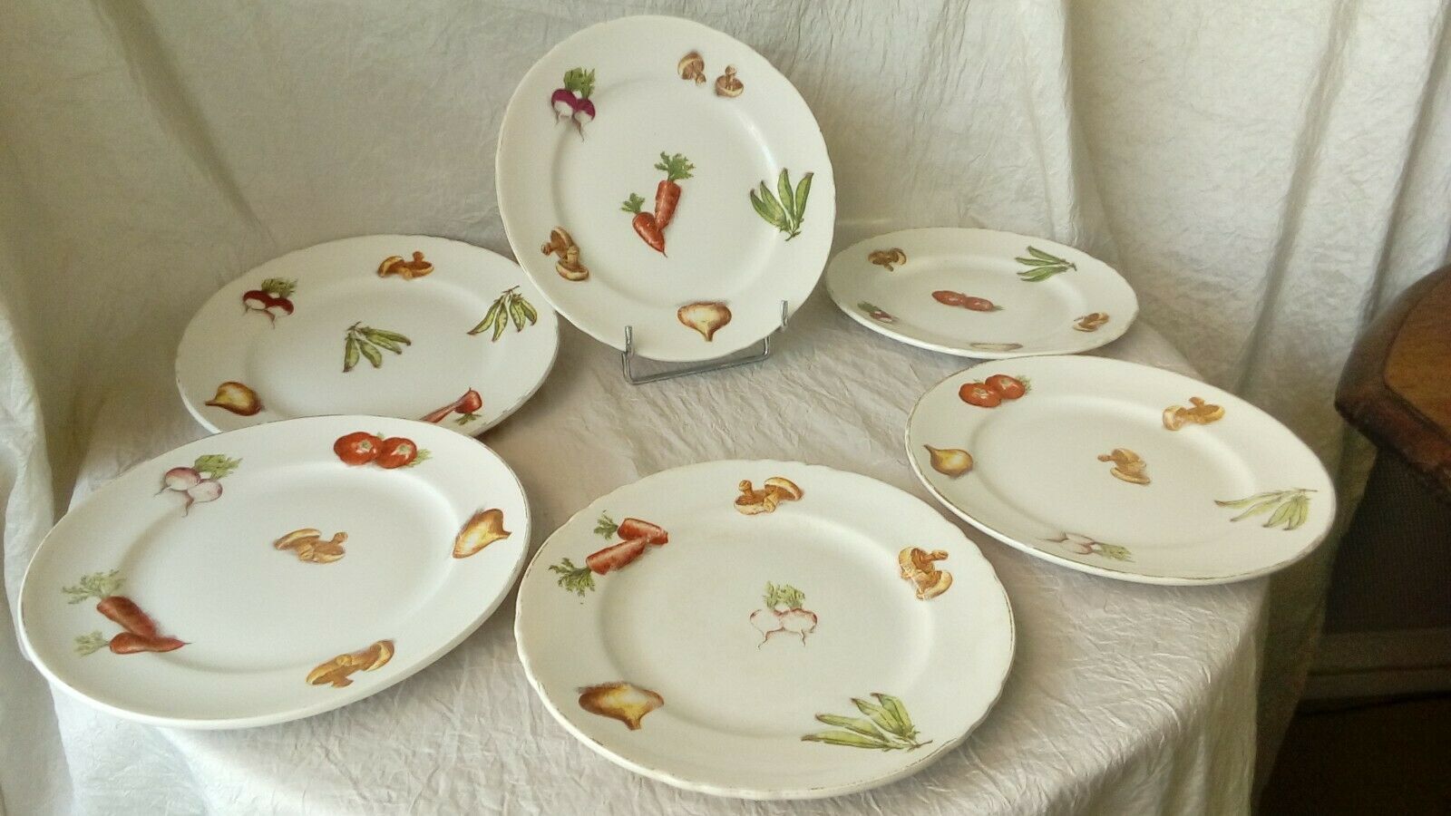 6 dessert plate in faience decor legumes 4 seasons moulin des loups n°1