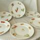 6 dessert plate in faience decor legumes 4 seasons moulin des loups n°1