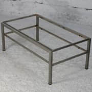 Double coffee table trays smoked glass steel. France, circa 1970