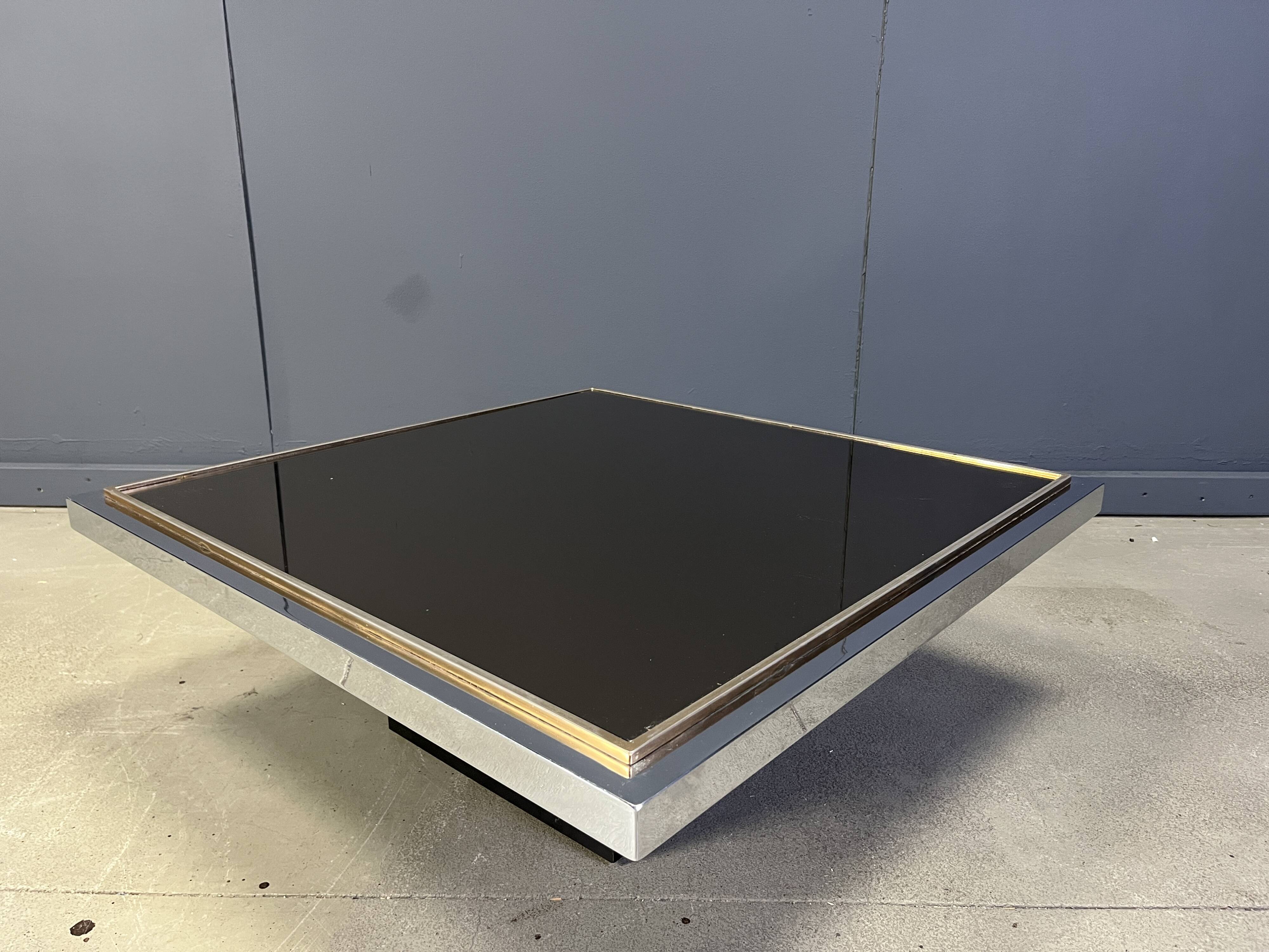 Vintage chrome and brass coffee table, 1970s