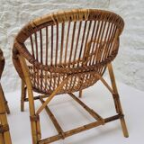Pair of rattan basket armchairs, 1960s
