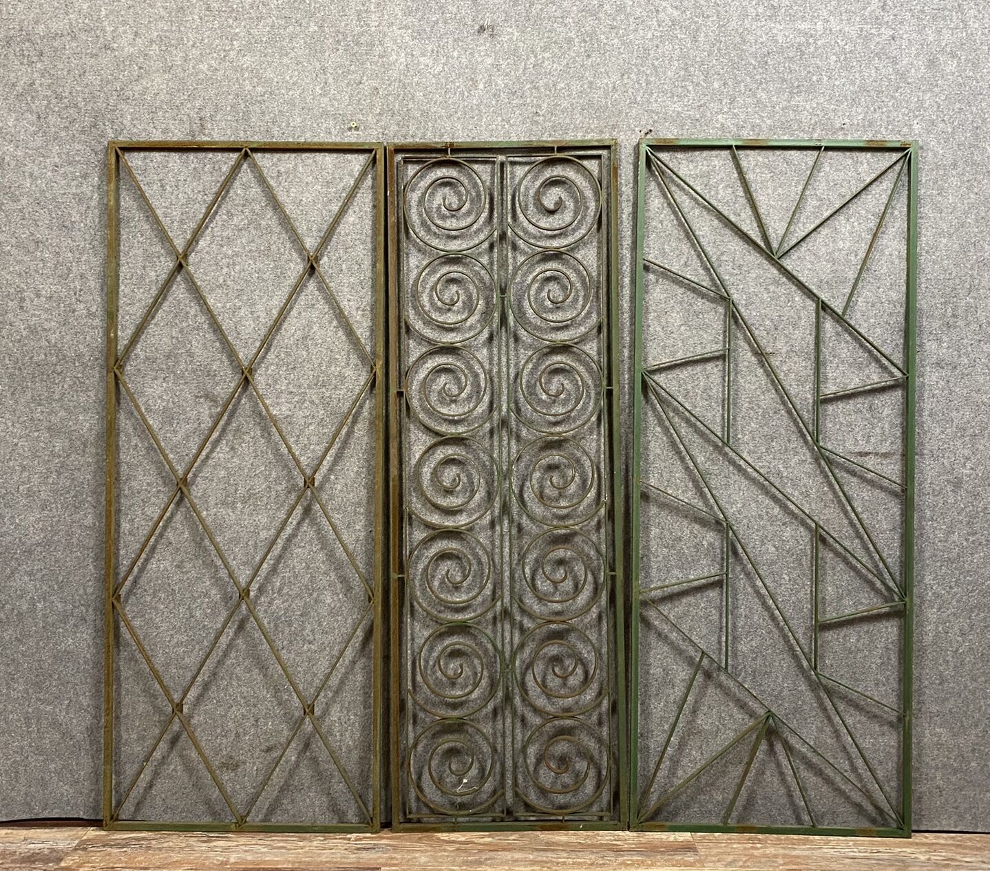 3 elevator grilles in polychrome iron art deco period around 1920-1925