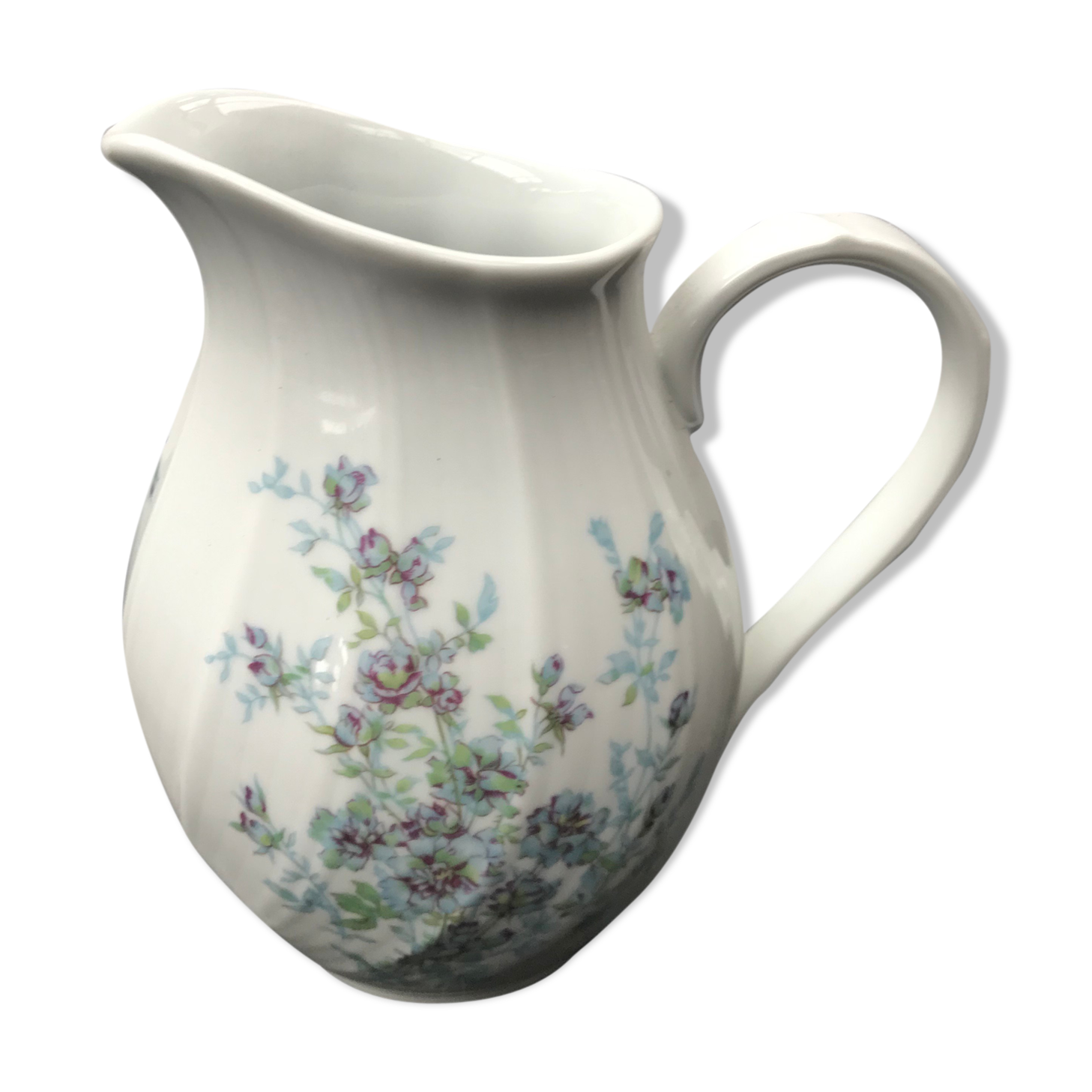 Former pitcher limoges model palm porcelain blanche decor vintage flowers