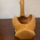 Swan shaped planter in 70s earthenware apricot orange color