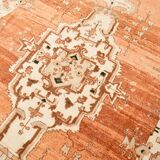 Rare Tapis Anatolien Vintage en Laine Fait Main Tons Brique & Ivoire