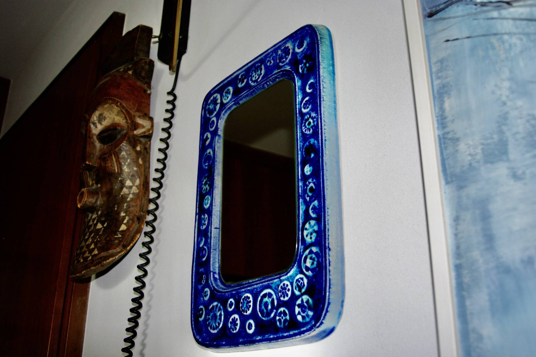 Vintage ceramic mirror from vegvari hungary 1970