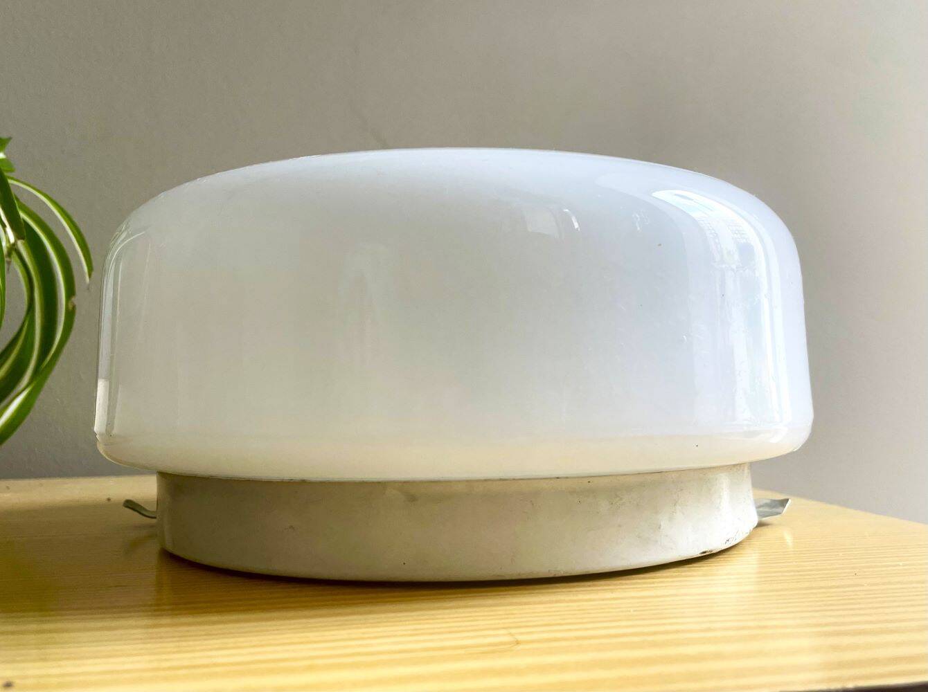 Minimalist white opaline glass pill flush mount ceiling or wall lamp