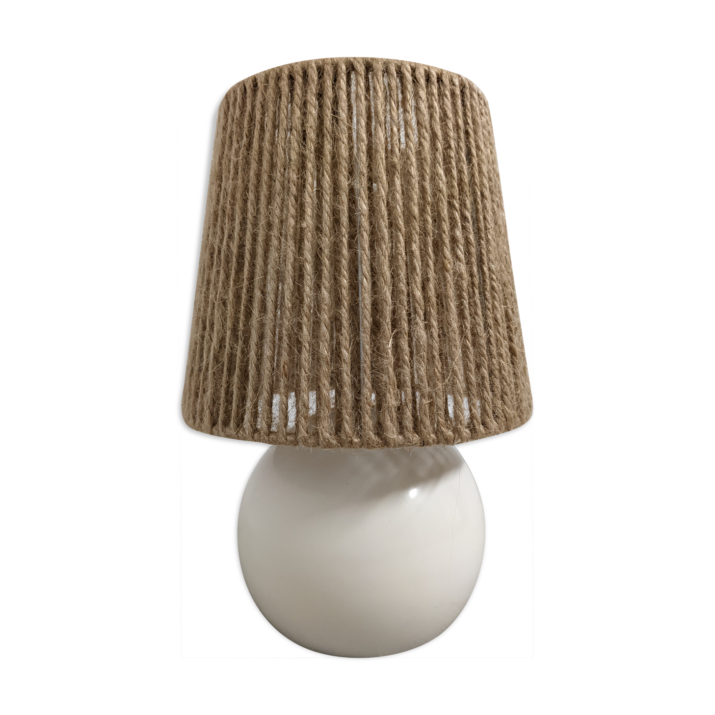 Lampe boule vintage métal et corde de jute