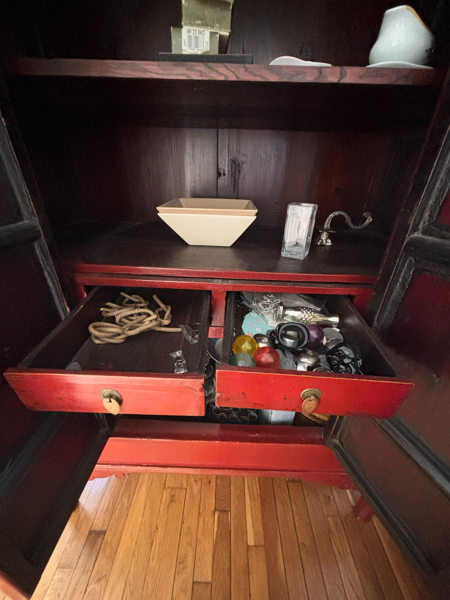 19th-century lacquered Chinese wedding armoire