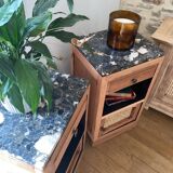 Pair of solid wood cane bedside or nightstands