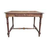 Table à écrire ou bureau bois, style Louis XIII, pieds tournés, vintage