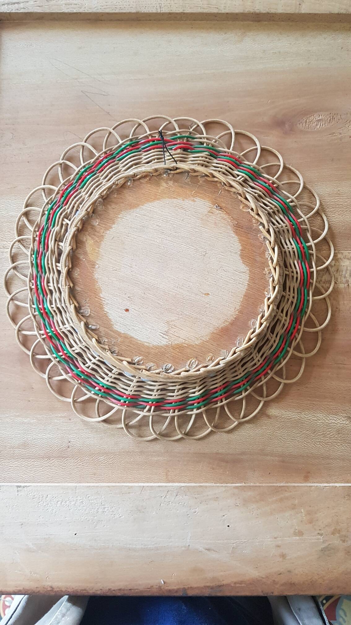 Vintage flower rattan mirror
