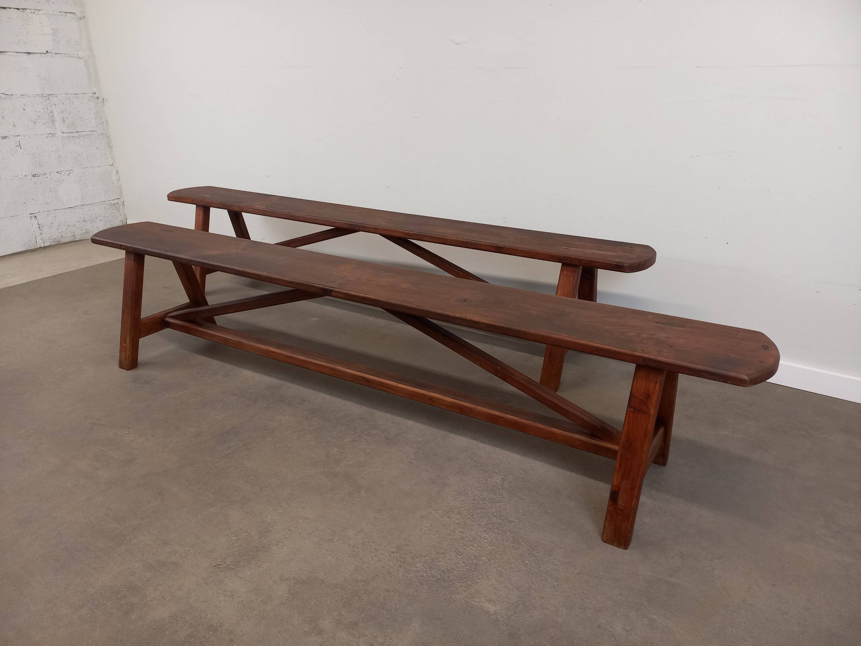 Pair of rustic benches 220 cm
