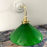 Vintage wall lamp in green opaline