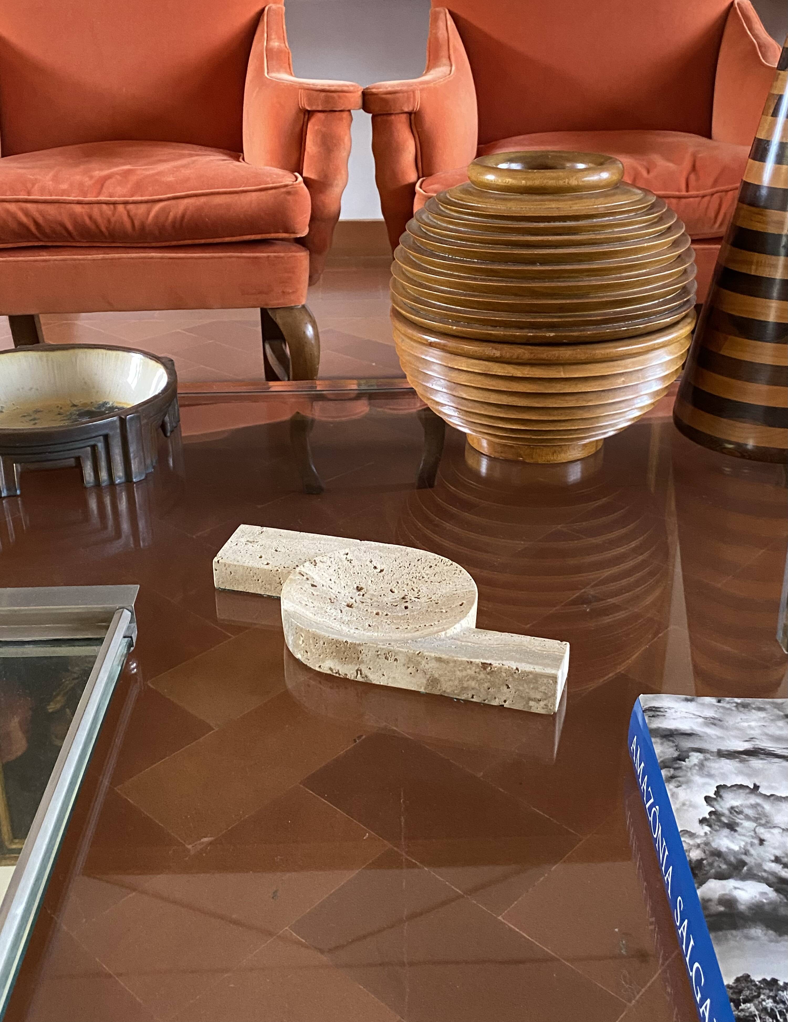 Brutalist travertine ashtray, Cerri Nestore, Italy, 1970s