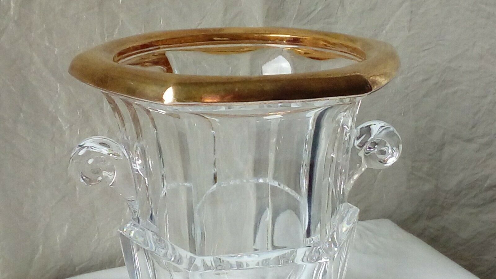 Seau a glacons en cristal a pans coupes