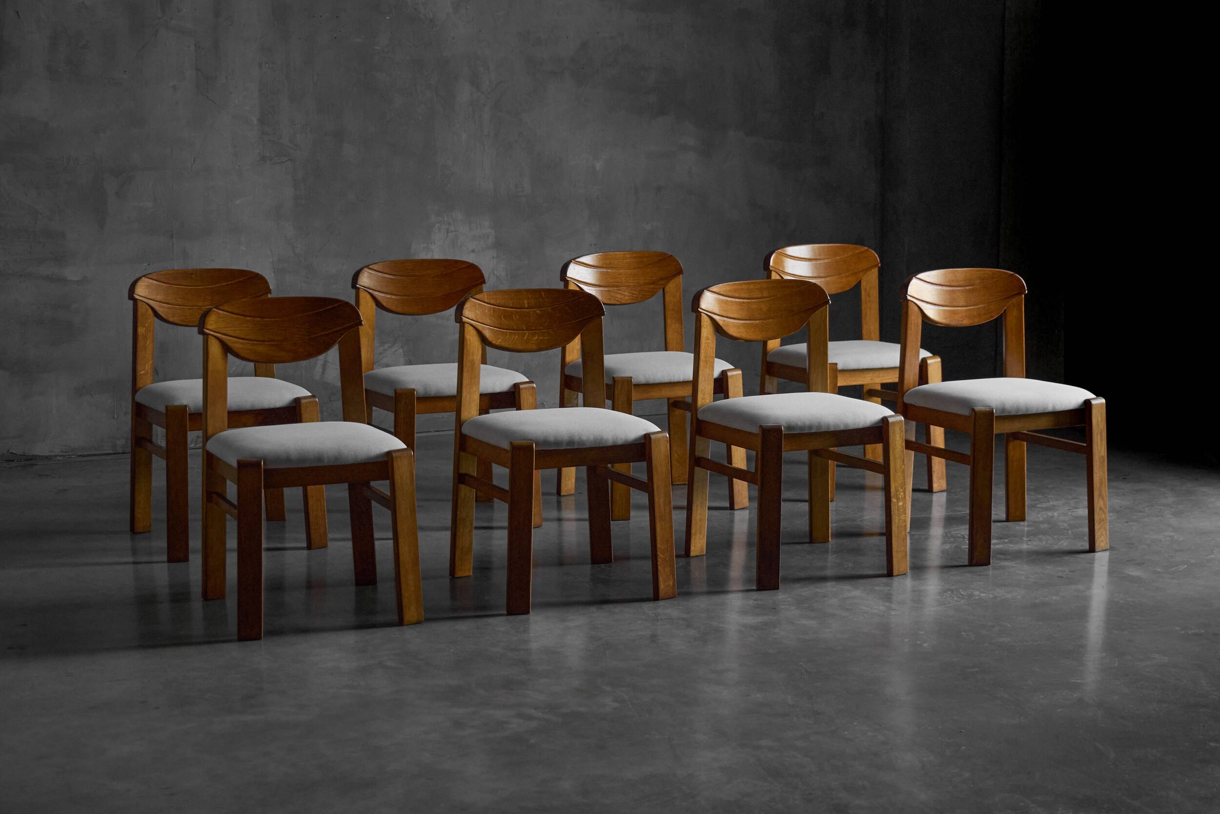 Brutalist dining chairs, France, 1960s