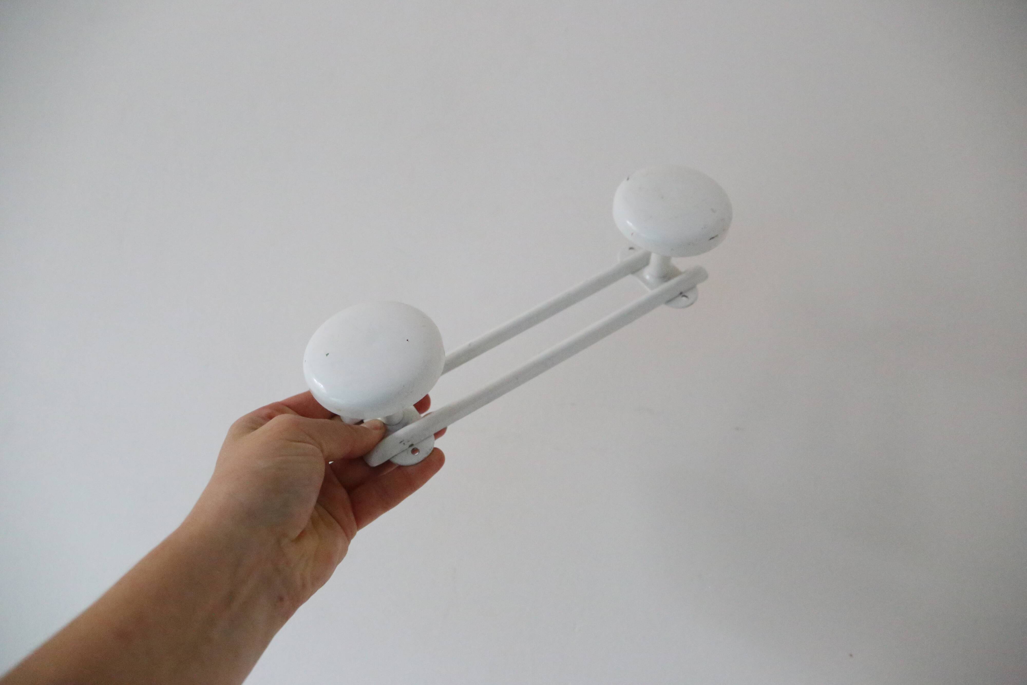 White metal wall coat rack, vintage