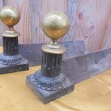 Pair of Napoleon III Cast Iron and Brass Andirons
