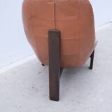 Armchair and ottoman by Jean Gillon for Probel in leather and teak, Brazil 1970