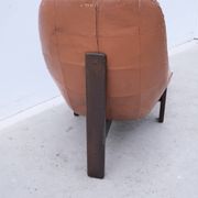 Armchair and ottoman by Jean Gillon for Probel in leather and teak, Brazil 1970
