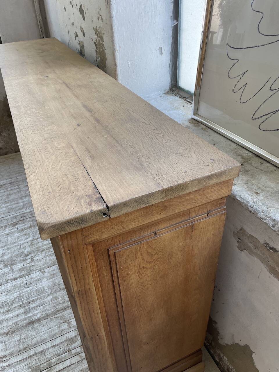 Oak sideboard with glass doors