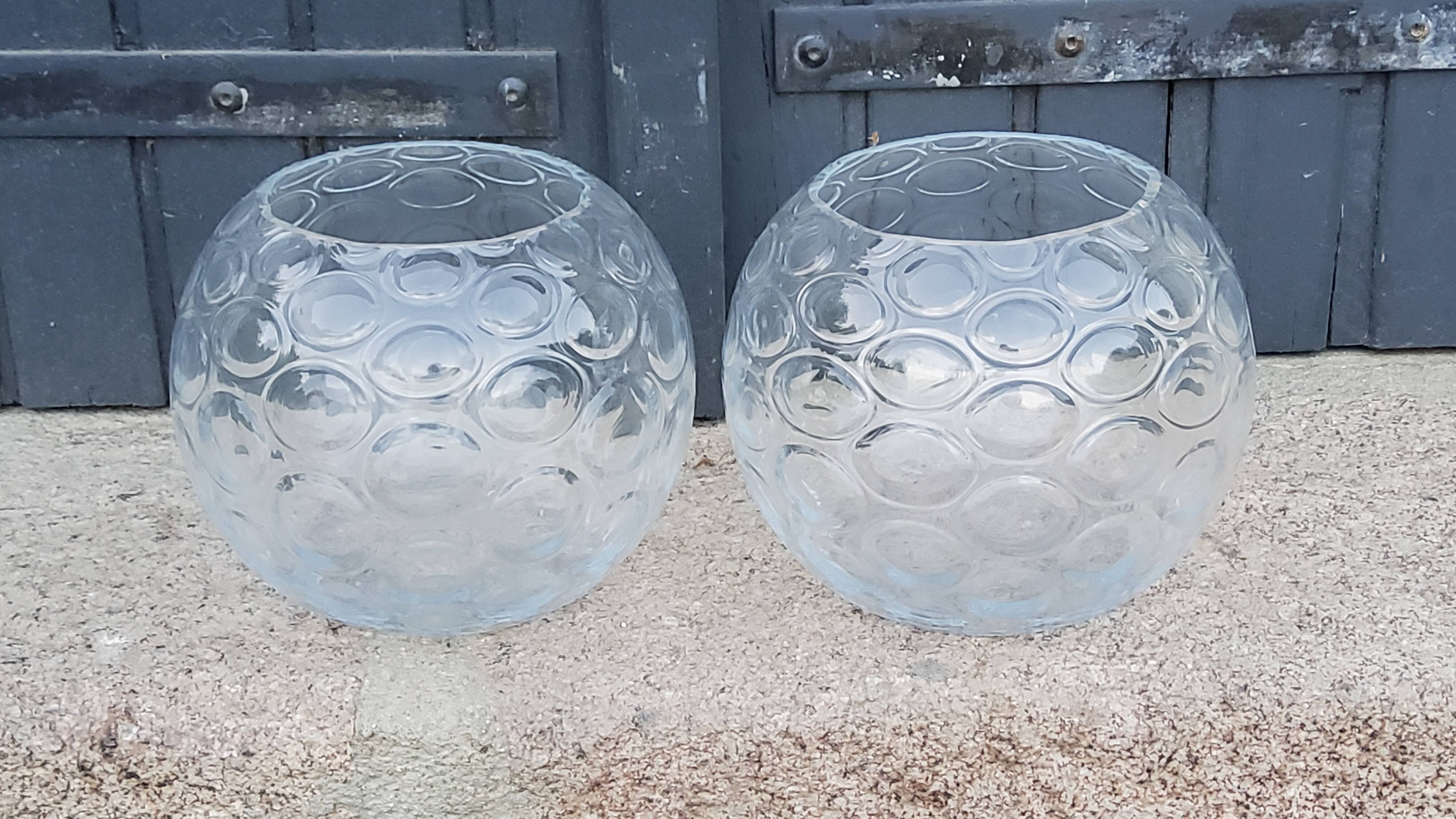 Pair of glass ball vases from the 70