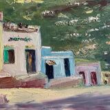 Peinture village Sahara vintage