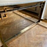 Belgo Chrom bed in gold metal and bronze mirrored headboard, 1970