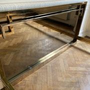 Belgo Chrom bed in gold metal and bronze mirrored headboard, 1970