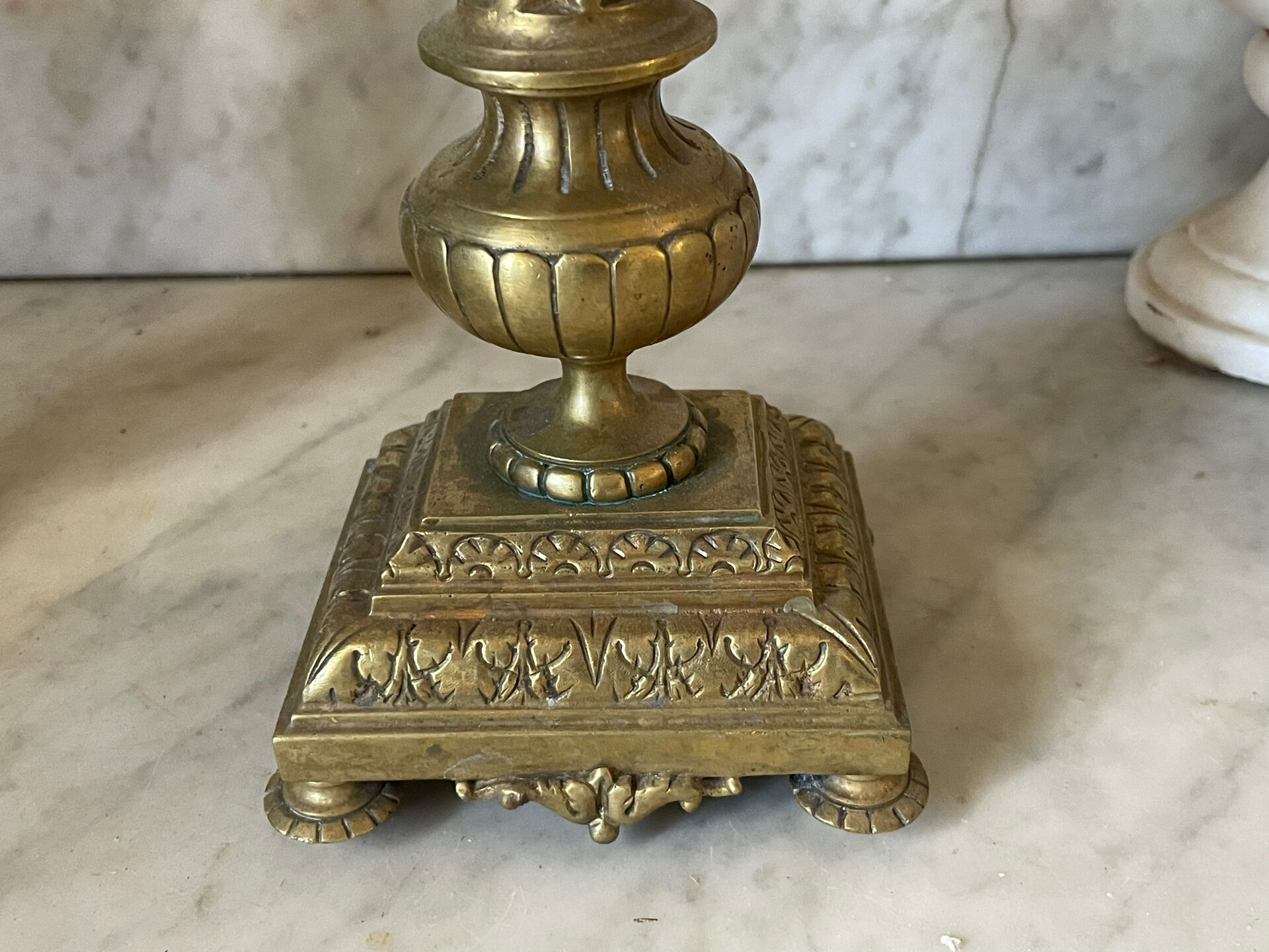 Pair of gilded bronze candlesticks in the Napoleon III style.