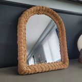 Vintage woven rattan mirror