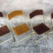 4 folding chairs in Velvet, cinema, gold metal, made in Belgium