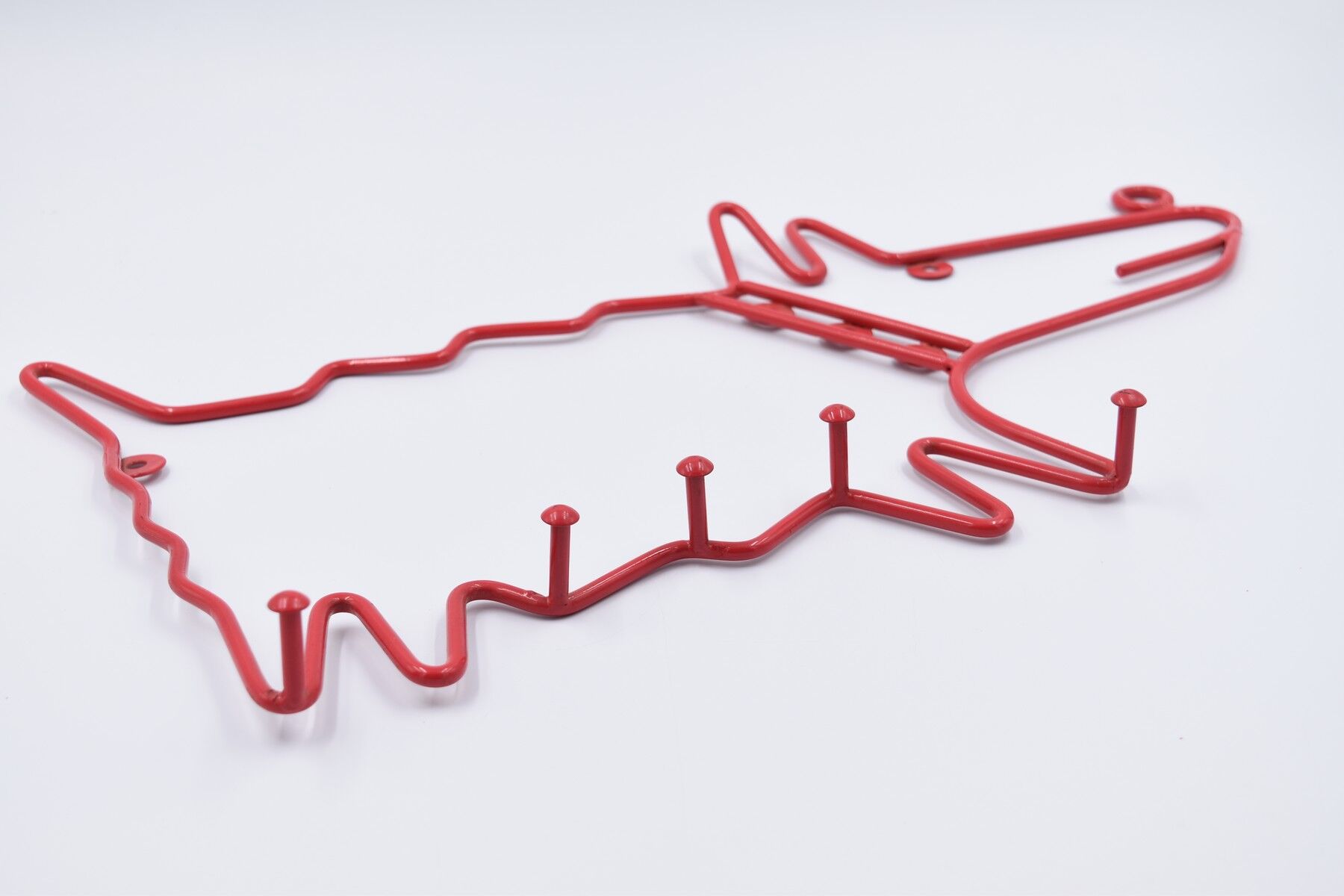 Vintage dog-shaped wall coat holder 90's Ikea red lacquered metal