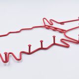 Vintage dog-shaped wall coat holder 90's Ikea red lacquered metal