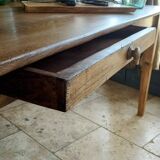 Solid oak farmhouse table with two-plank top