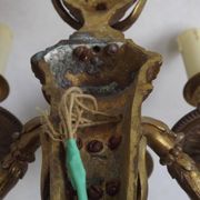 Magnificent Pair French Antique Bronze Triple Wall Lights Urn & Swag Detail