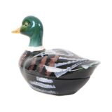 Terrine canard en terre cuite émaillée par Michel Caugant, années 60