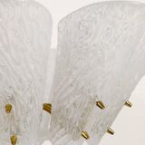 J. T. Kalmar Suspension en Laiton du Milieu du Siècle, Verre Texturé Blanc, Années 1950